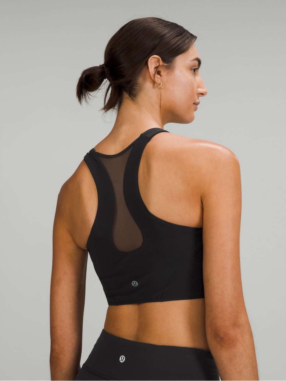 Lululemon Mesh-Back Train Bra Black Medium Support A/B Cup Sports Bra Sz 4 Yoga